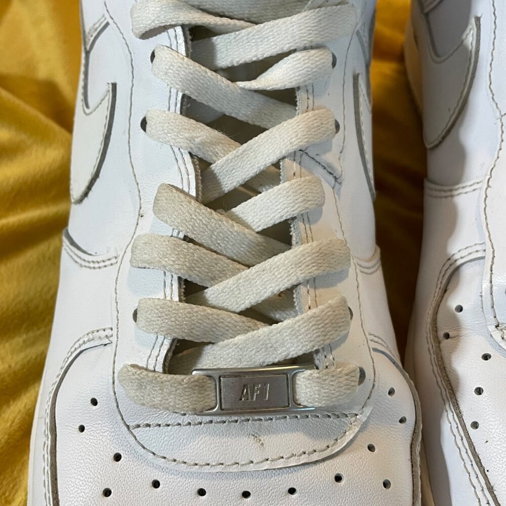 Nike Air Force 1 High Top Sneakers Size 13 White Leather & Mesh Mens - Picture 9 of 13